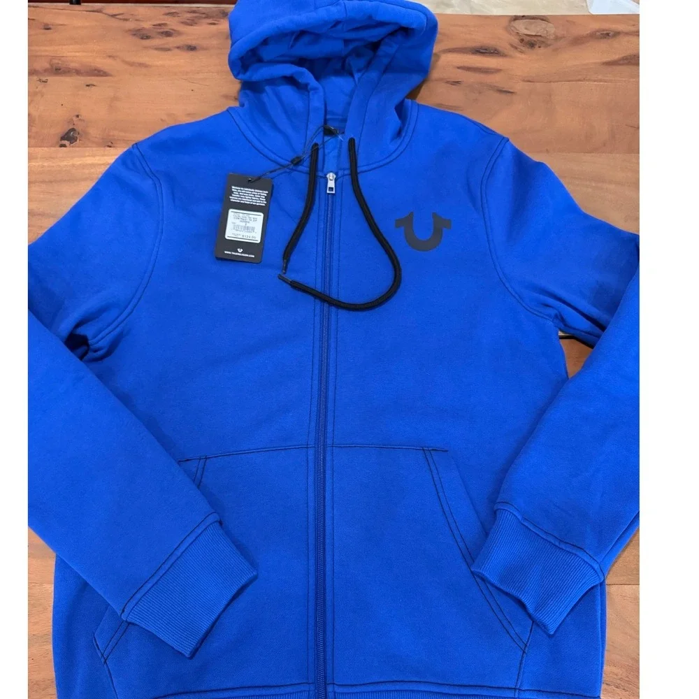 True Religion Men's Y2K Surf The Web Contrast TR Zip Hoodie $124 Blue Size Small